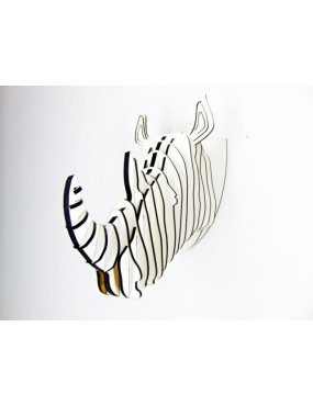 Puzzle 3D drewniane HDF - Dekoracja Domowa w kształcie głowy na ścianę - Nosorożec Trofeum