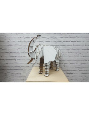 Puzzle 3D Drewniane HDF - Dekoracja Domowa w kształcie Rzeźby, Figury (Figurka) - Słoń Cała Postać