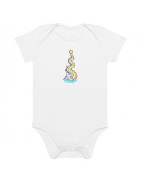 DTG Organic cotton baby bodysuit - Valentine unicorn with rainbow